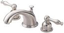 1.2 gpm 3-Hole Deck Mount Widespread Lavatory Faucet with Double Lever Handle and Low Arc Spout in Brushed Nickel