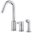 3-Hole Kitchen Faucet with Single Lever Handle and Sidespray in Polished Chrome