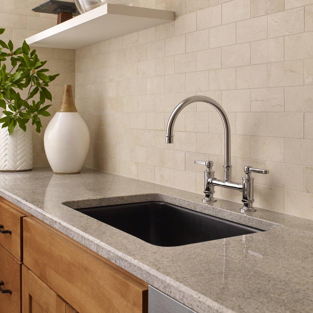 Pfister Polished Chrome Two Handle Bridge Kitchen Faucet 