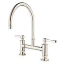 Two Handle Bridge Kitchen Faucet in Polished Nickel
