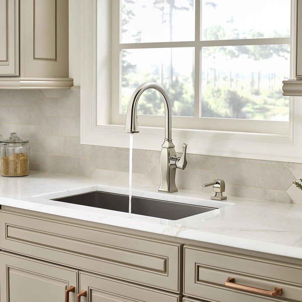 Pfister Polished Nickel Single Handle Pull Down Kitchen Faucet 