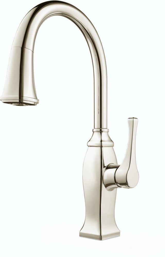 Pfister Polished Nickel Single Handle Pull Down Kitchen Faucet 