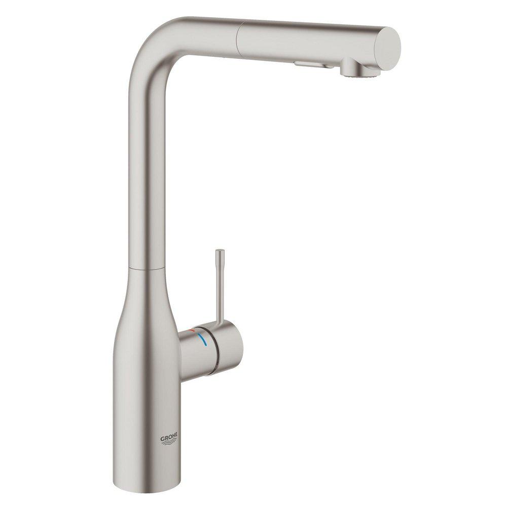 GROHE SuperSteel Infinity&trade; Single Handle Pull Out Kitchen Faucet 