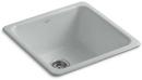 20-7/8 x 20-7/8 in. No Hole Cast Iron Single Bowl Dual Mount Kitchen Sink in Ice™ Grey