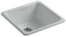 KOHLER Ice&trade; Grey 20-7/8 x 20-7/8 in. No Hole Cast Iron Single Bowl Dual Mount Kitchen Sink 
