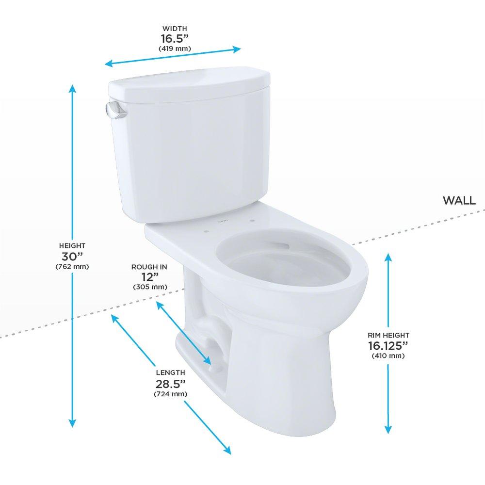 TOTO Cotton 1.28 gpf Elongated Two Piece Toilet with Left-Hand Trip Leve 