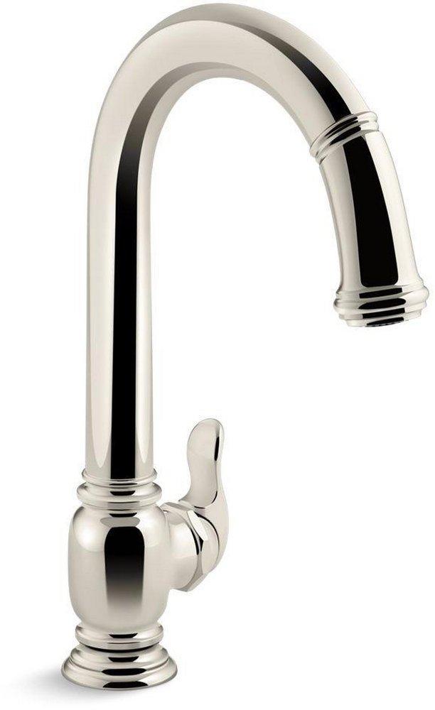KOHLER Vibrant&reg; Polished Nickel Single Hande Pull Down Touchless Kitchen Faucet with Magnetic Docking, Sweep Spray and Response Technology 