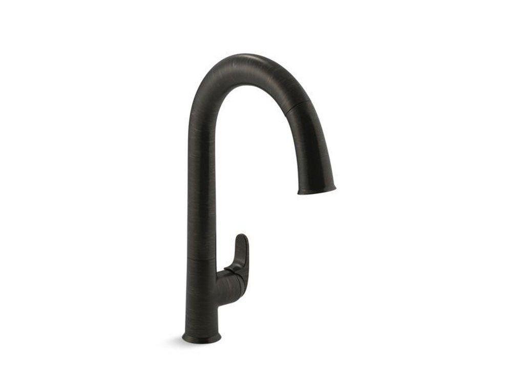 KOHLER Oil Rubbed Bronze Single Handle Pull Down Touchless Kitchen Faucet with Two-Function Spray, Magnetic Docking and Sweep Spray Technology 