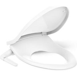 Elongated Closed Front Manual Bidet Toilet Seat in White