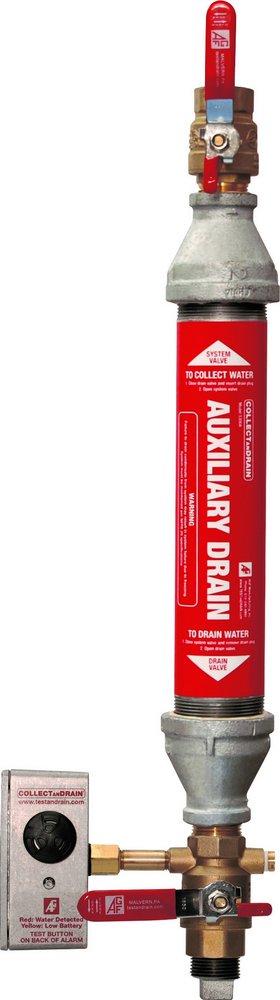AGF Manufacturing Red Auxiliary Drain Collector with Water Detector Alarm in Red 