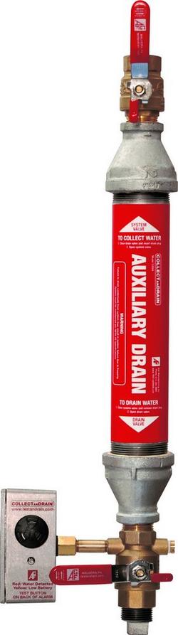 1 in. Auxiliary Drain Collector with Water Detector Alarm in Red
