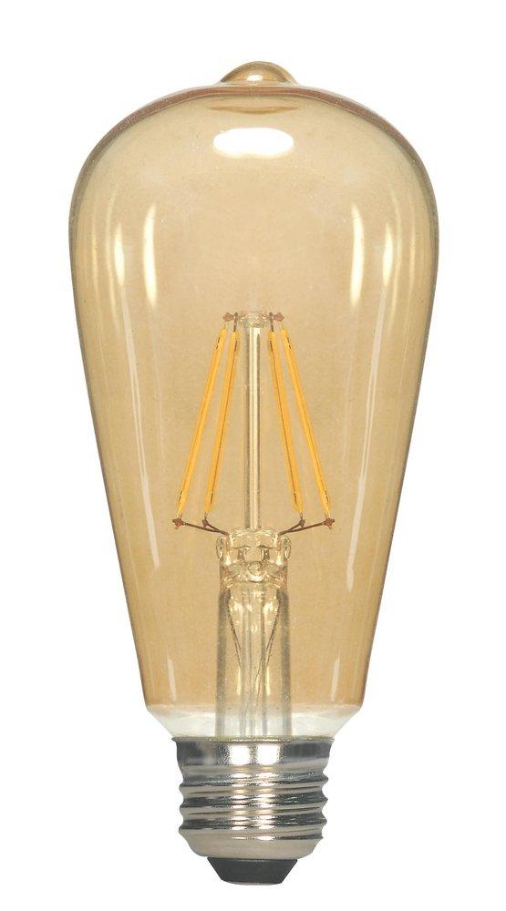 SATCO Transparent Amber ST19 Dimmable LED Light Bulb with Medium Base 