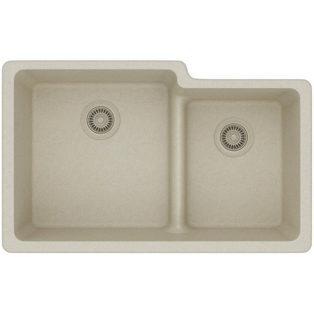 Elkay Bisque 33 x 20-1/2 in. No Hole Composite Double Bowl Undermount Kitchen Sink 