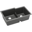 Elkay Dusk Grey 33 x 20-1/2 in. No Hole Composite Double Bowl Undermount Kitchen Sink 