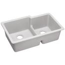 Elkay White 33 x 20-1/2 in. No Hole Composite Double Bowl Undermount Kitchen Sink 