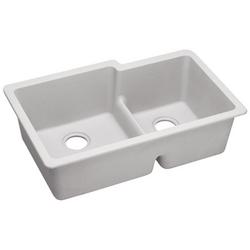 33 in. Undermount Composite Double Bowl Kitchen Sink in White