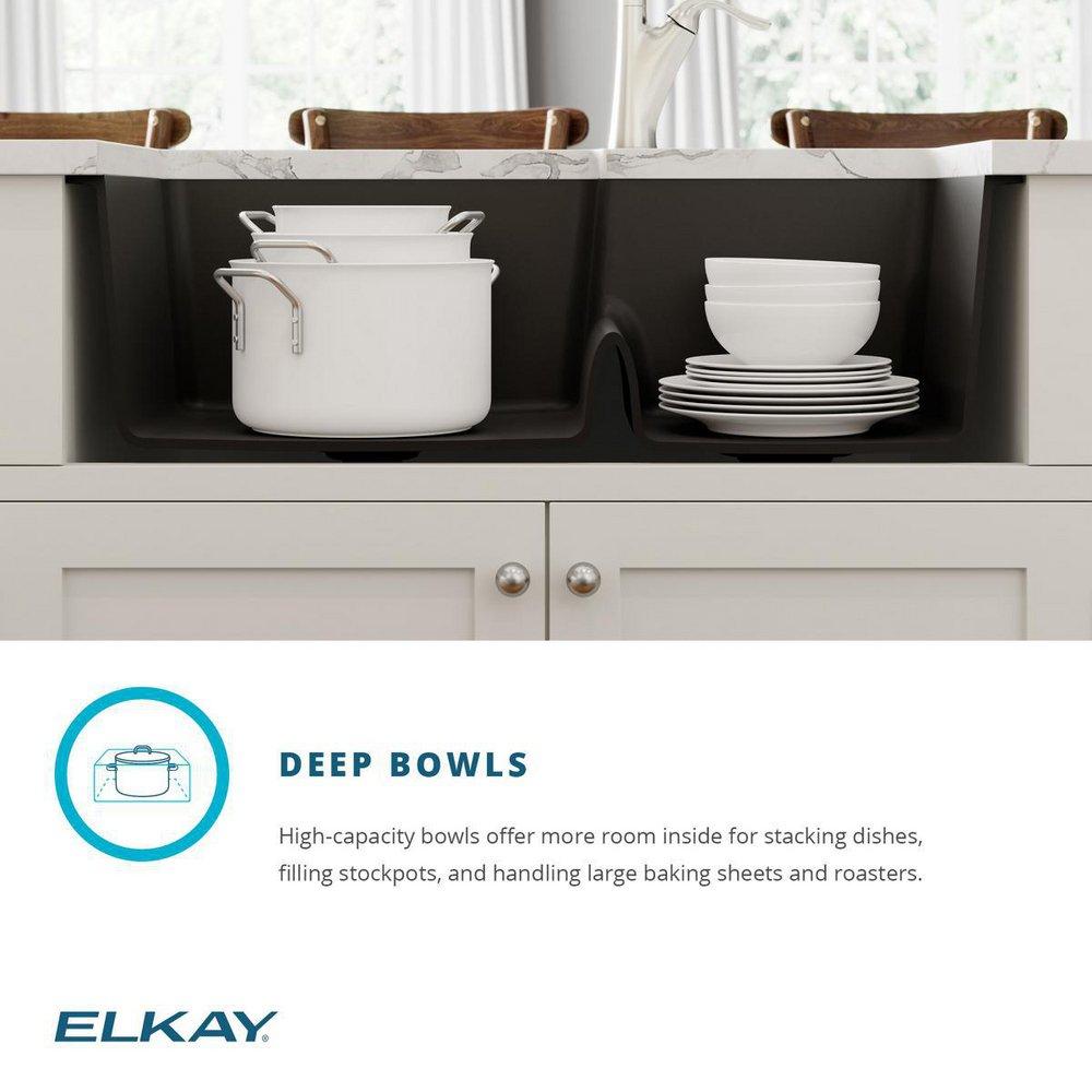 Elkay Black 33 x 20-1/2 in. No Hole Composite Double Bowl Undermount Kitchen Sink 