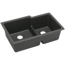 Elkay Black 33 x 20-1/2 in. No Hole Composite Double Bowl Undermount Kitchen Sink 