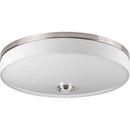 Progress Lighting Brushed Nickel 2-Light LED Flushmount Combine a Linen Drum Shade 