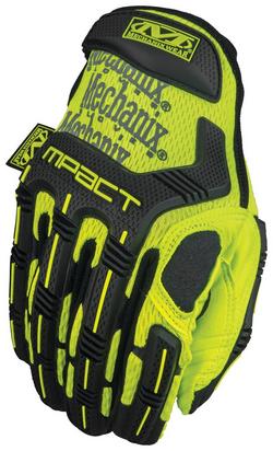 Size L Synthetic Leather Mechanic&rsquo;s Glove in Hi-Viz Yellow and Black