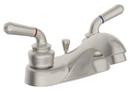 1.5 gpm 2-Hole Deck Mount Centerset Lavatory Faucet with Double Lever Handle in Satin Nickel