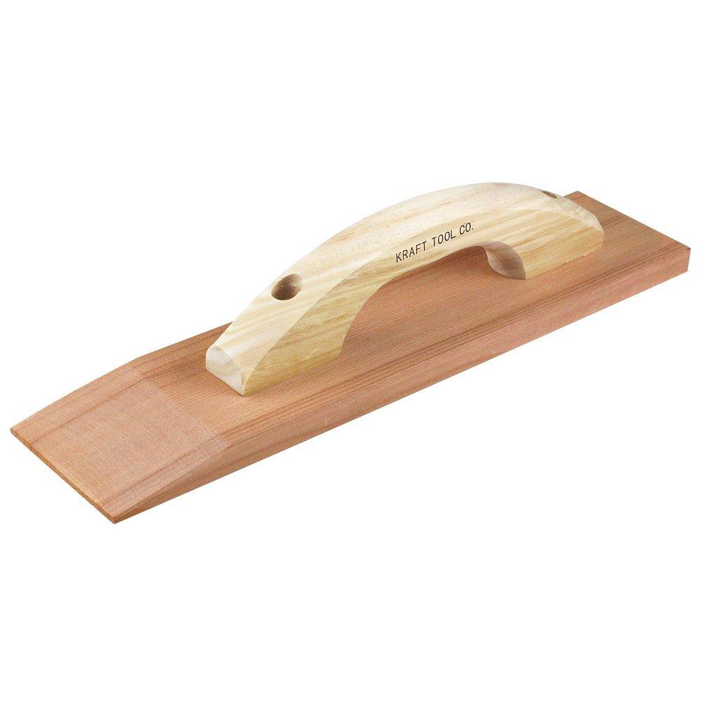 Kraft Tool Company Unlacquered Polished Brass 3-1/2 in. Redwood Beveled Hand Float with Wood Handle 