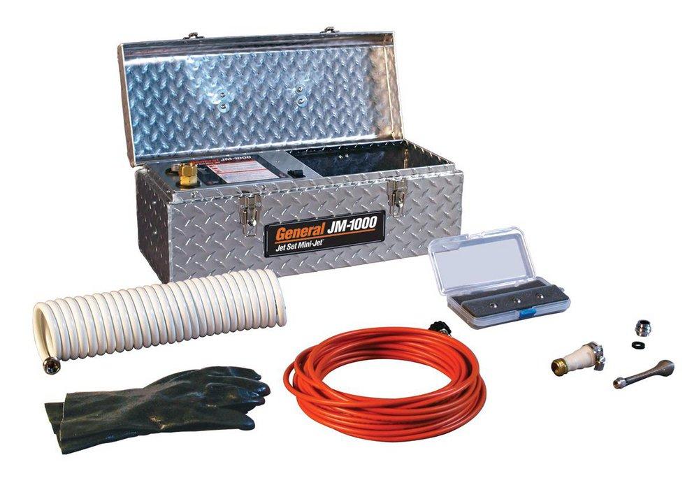 General Pipe Cleaners Silver Drain Cleaning Machine with Hose and Nozzle 