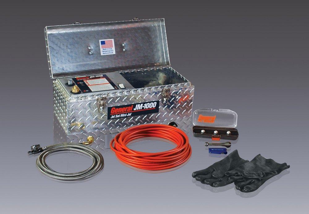 General Pipe Cleaners Silver Drain Cleaning Machine with Hose and Nozzle 