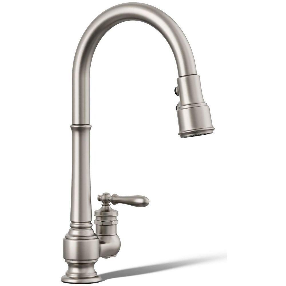 KOHLER Vibrant Stainless Single Handle Pull Down Kitchen Faucet 