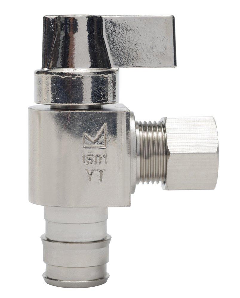 Sioux Chief Nickel Plated F1960 x Compression Angle Supply Stop Valve in Chrome Plated 