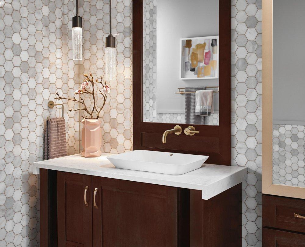 Delta Faucet Brilliance® Champagne Bronze Single Handle Wall Mount Bathroom Sink Faucet 