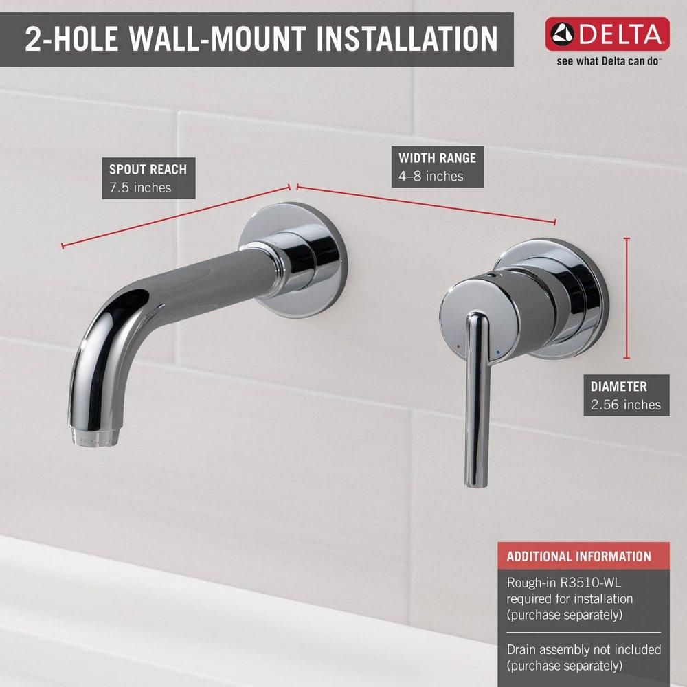 Delta Faucet Chrome Single Handle Wall Mount Bathroom Sink Faucet 