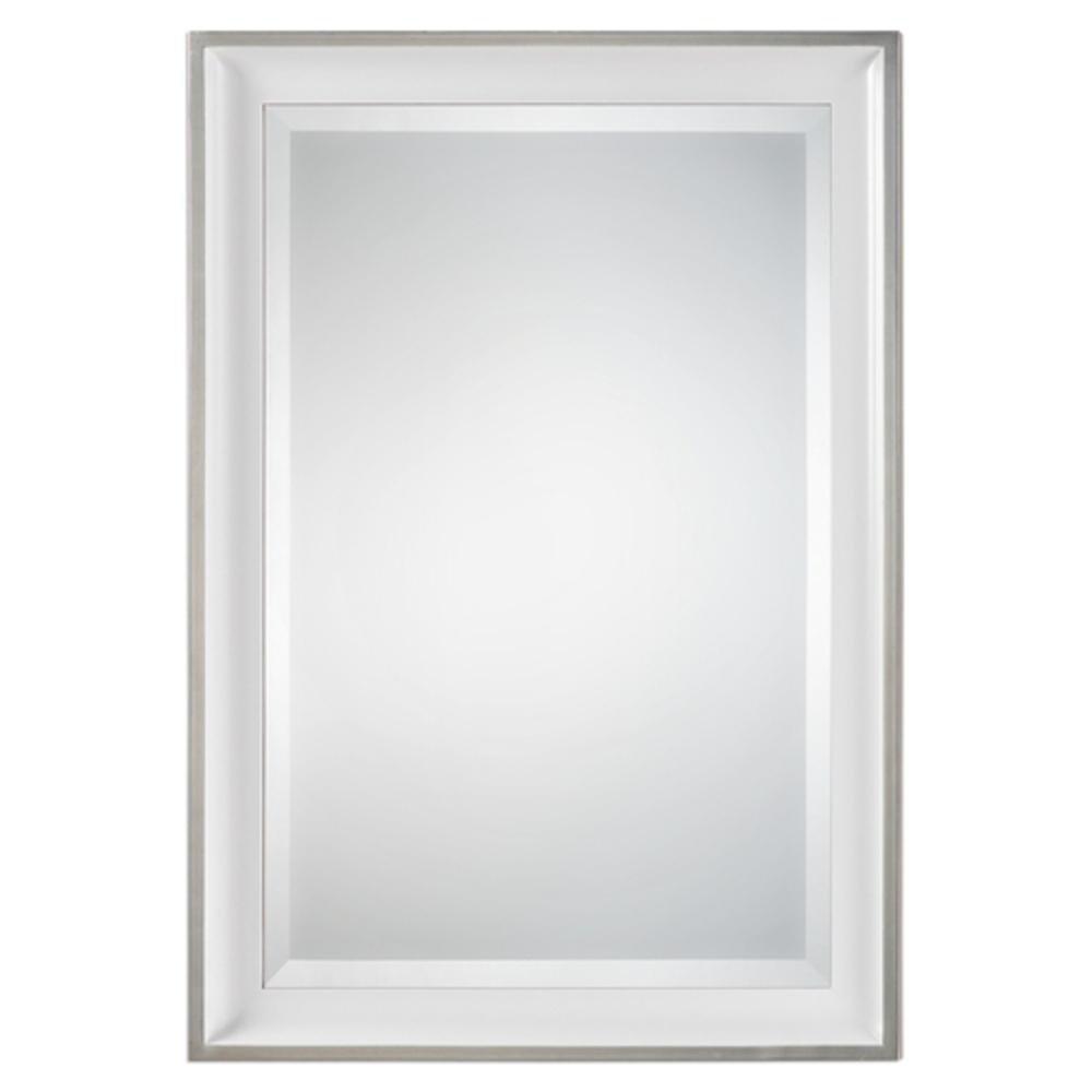 Uttermost Company Gloss White Frameless Rectangle Mirror 