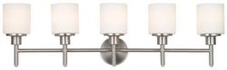 60W 5-Light Medium E-26 Vanity Fixture with Frosted Glass Shades in Satin Nickel