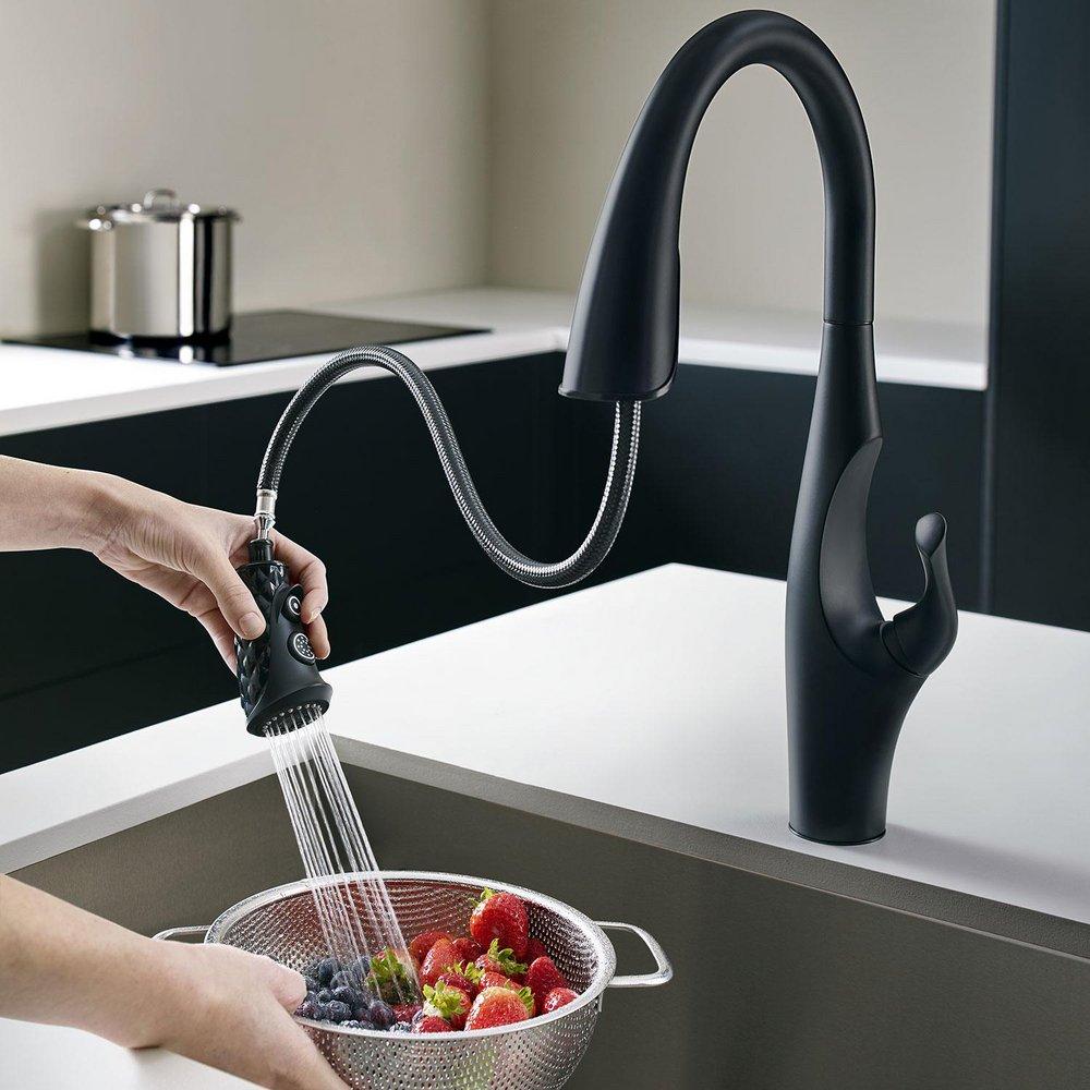 Pfister Matte Black Single Handle Pull Down Kitchen Faucet 