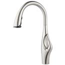Single Handle Pull Down Kitchen Faucet in Stainless Steel