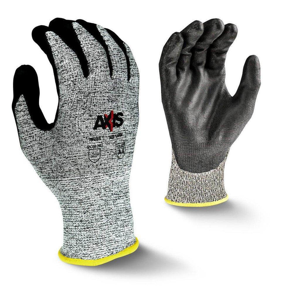 Radians Grey 13 ga Polyester Gloves with Nitrile Palm Dipped Gloves in Black, Salt-N-Pepper and Yellow 
