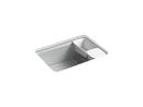 KOHLER Ice&trade; Grey 27 x 22 in. 5-Hole Cast Iron Single Bowl Undermount Kitchen Sink 