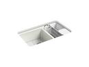 33 in. Undermount Cast Iron Double Bowl Kitchen Sink in Dune