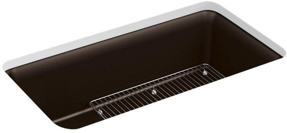KOHLER Matte Brown 33-1/2 x 18-5/16 in. No Hole Composite Single Bowl Undermount Kitchen Sink 