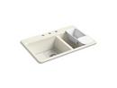 33 x 22 in. 3 Hole Cast Iron Double Bowl Drop-in Kitchen Sink in Biscuit