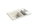 KOHLER Biscuit 33 x 22 in. 3 Hole Cast Iron Double Bowl Drop-in Kitchen Sink 