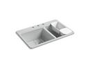 33 x 22 in. 3 Hole Cast Iron Double Bowl Drop-in Kitchen Sink in Ice™ Grey