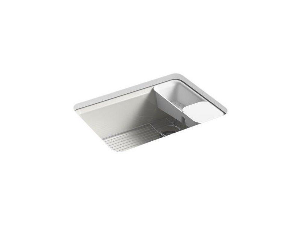 KOHLER Sea Salt&trade; 27 x 22 in. 5-Hole Cast Iron Single Bowl Undermount Kitchen Sink 