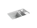 KOHLER Ice&trade; Grey 33 x 22 in. 5 Hole Cast Iron Double Bowl Undermount Kitchen Sink 