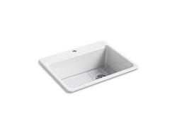 27 in. Drop-in Cast Iron Single Bowl Kitchen Sink in White