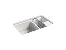 KOHLER Sea Salt&trade; 33 x 22 in. 5 Hole Cast Iron Double Bowl Undermount Kitchen Sink 