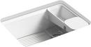 27 x 22 in. 5-Hole Cast Iron Single Bowl Undermount Kitchen Sink in White