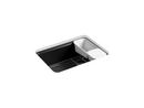 27 x 22 in. 5 Hole Cast Iron Single Bowl Undermount Kitchen Sink in Black Black&#8482;