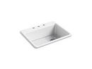 KOHLER White 27 x 22 in. 3 Hole Cast Iron Single Bowl Drop-in Kitchen Sink 